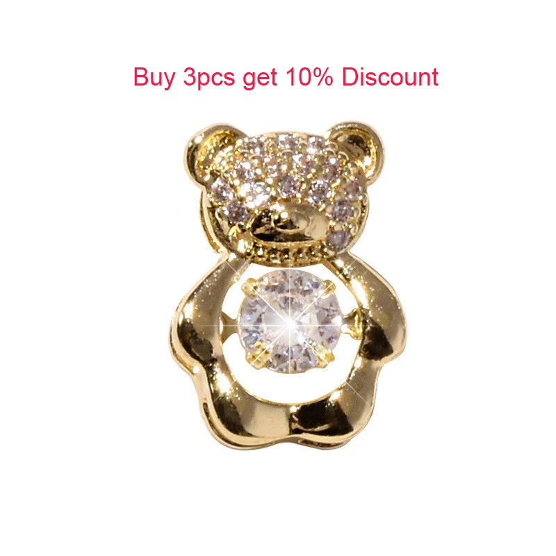

Zircon Bear Nail Rhinestones 1* Bear Nail Rhinestones Zircon Alloy Bear 3D Nail Art Decoration With Heart Crystal Luxury DIY