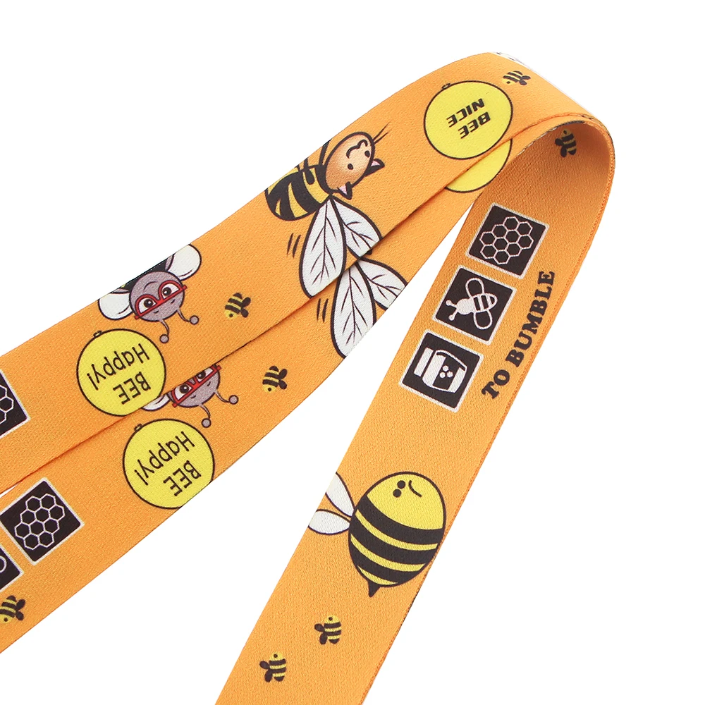 

DZ1318 Cute Bee Key lanyard Car Keychain ID Card Pass Gym Mobile Phone Badge Kids Key Ring Holder Jewelry