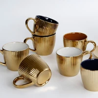 european style golden ceramic cups high end hotel cups gold plated nordic style mug cups coffee mug mug mugs