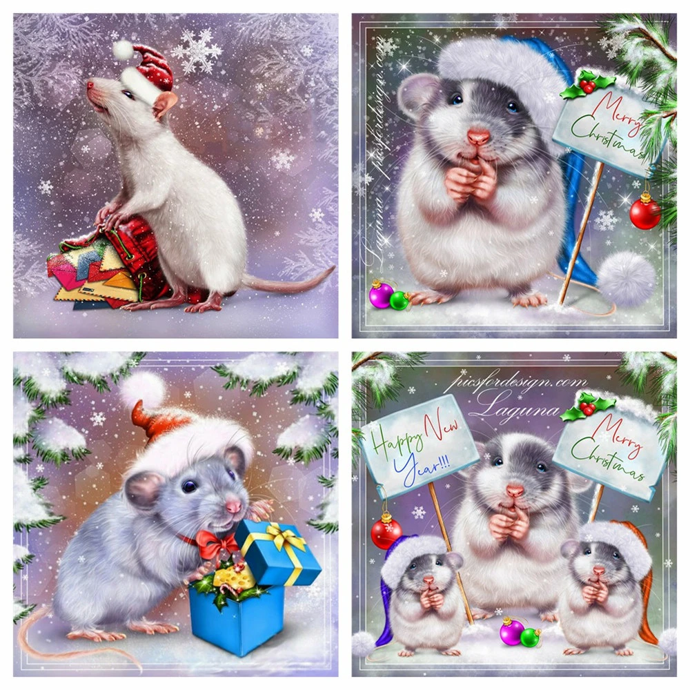 

HUACAN Алмазная мозаика животные алмазная вышивка распродажа мышь картины стразами картины из алмазов Рождественский подарок