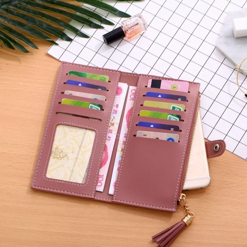 

New Fashion Pu Leather Women Long Short Wallets Purses Tassel Zipper Clutch Coin Card Holder Purse Ladies Bags