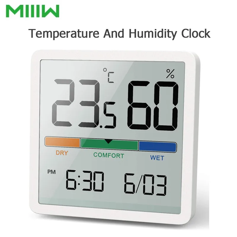 

Miiiw Mute Temperature And Humidity Clock Home Indoor High-precision Baby Room C/F Temperature Monitor 3.34inch Huge LCD Screen