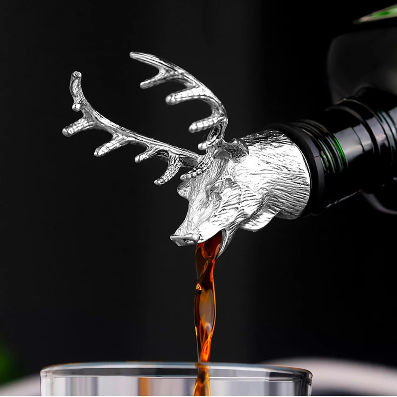 

1Pcs Jagermeister Wine Pourer Zinc Alloy Deer Elk Lion Bull Head Wine Stopper Drinks Bar Tools Night Club Bar Accessories