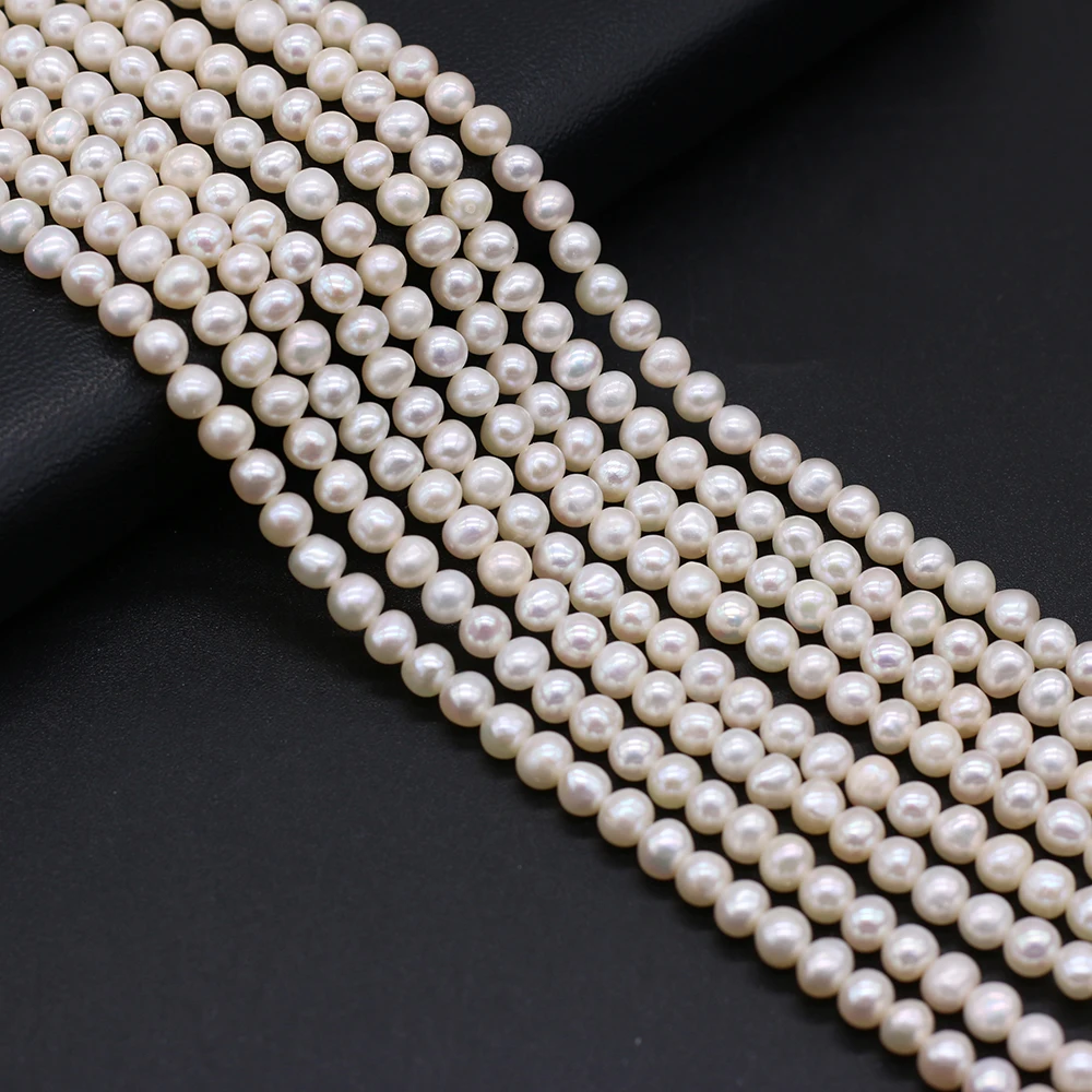 

1PCNatural Freshwater Pearl White Round Punch Bead 4-5MM For Woman Jewelry MakingDIY Necklace Accessories Gift36CM Free Shipping