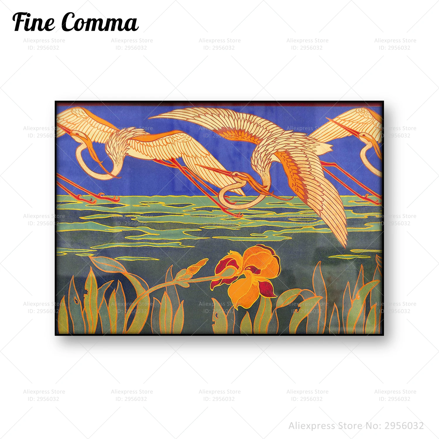 ВИНТАЖНЫЙ ПЛАКАТ художественная новая живопись холст с принтом белая Эгрет Heron