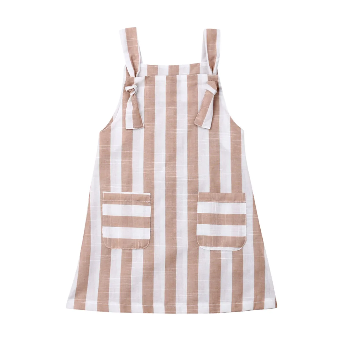 Baby Girls Dress Sleeveless Striped Casual Party Dresses Cotton Pockets Off Shoulder Breathable Soft Summer 1-5T | Детская одежда и