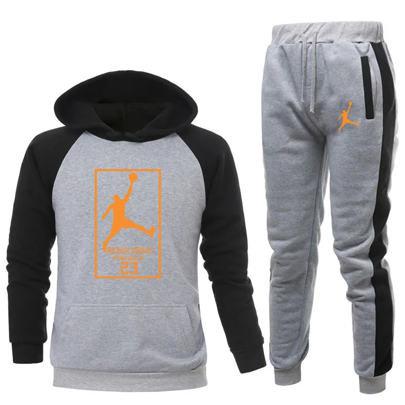 

Brand Clothing Men Fashion Tracksuit Pullovers Sportsuit Men Hoodies Sweatshirts Sportswear JORDAN 23 Coat+Pants Two Pieces Set