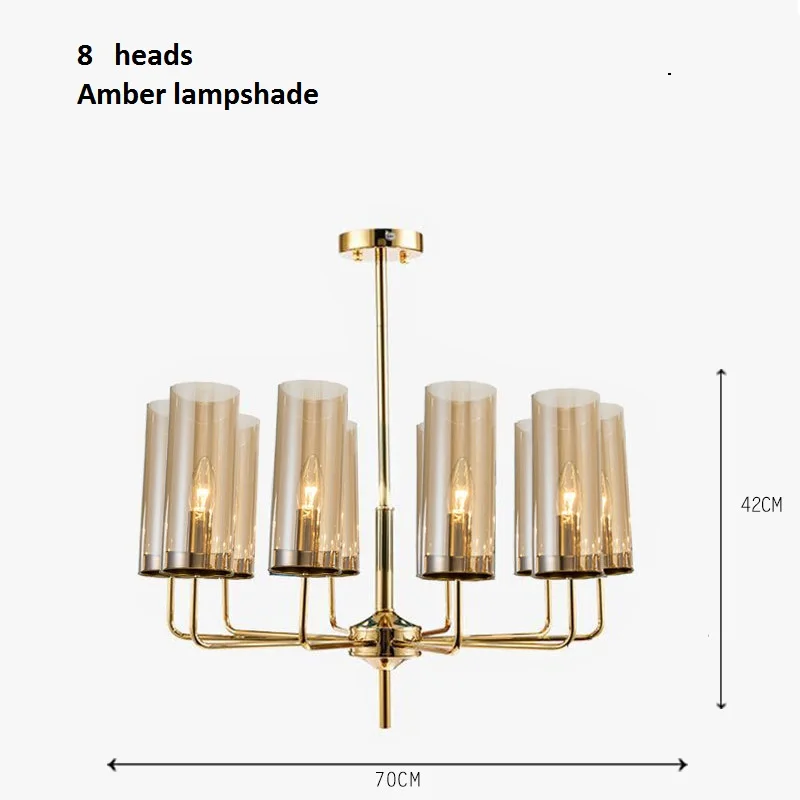 8 heads Amber glass LukLoy Новая Люстра из голубого стекла, спальня, Янтарная стеклянная лампа с абажуром, Роскошный кулон для гостиной, ресторана, лампа для украшения - Цвет абажура: 8 heads Amber glass