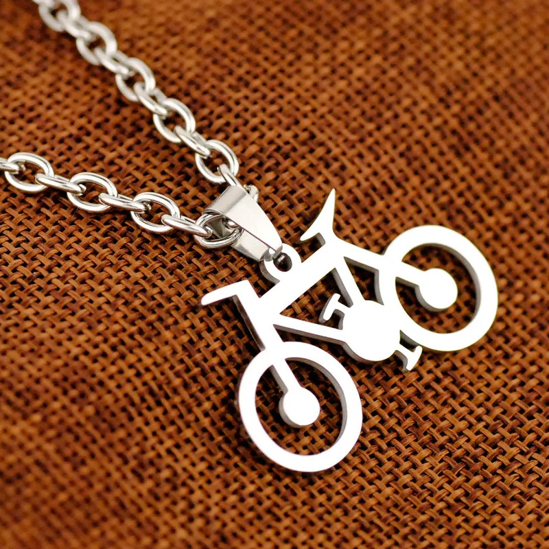 Нержавеющая сталь простой подвеска в форме велосипеда Ожерелье Милые серебро
