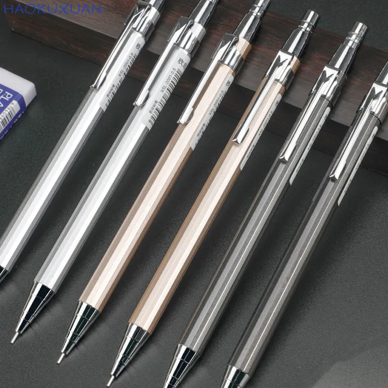 

6pcs /Set Automatic Pencil Student Movable 0.5 HB Refill 0.7 Painting Push-button Metal Rod