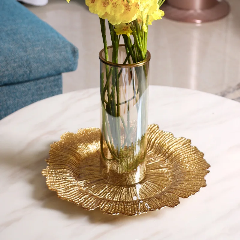 

Flower Shape Glass Storage Trays Irregula Fruit Plate Dessert Tray Jewelry Display Grocery Plate Tableware Kitchen Decoration
