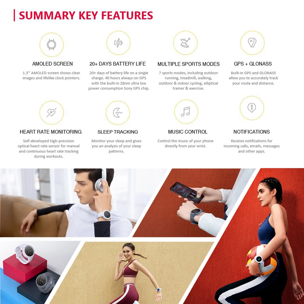 Смарт часы Huami Amazfit Verge Lite GPS IP68 AMOLED экран 1 3 дюйма 20 дней автономной