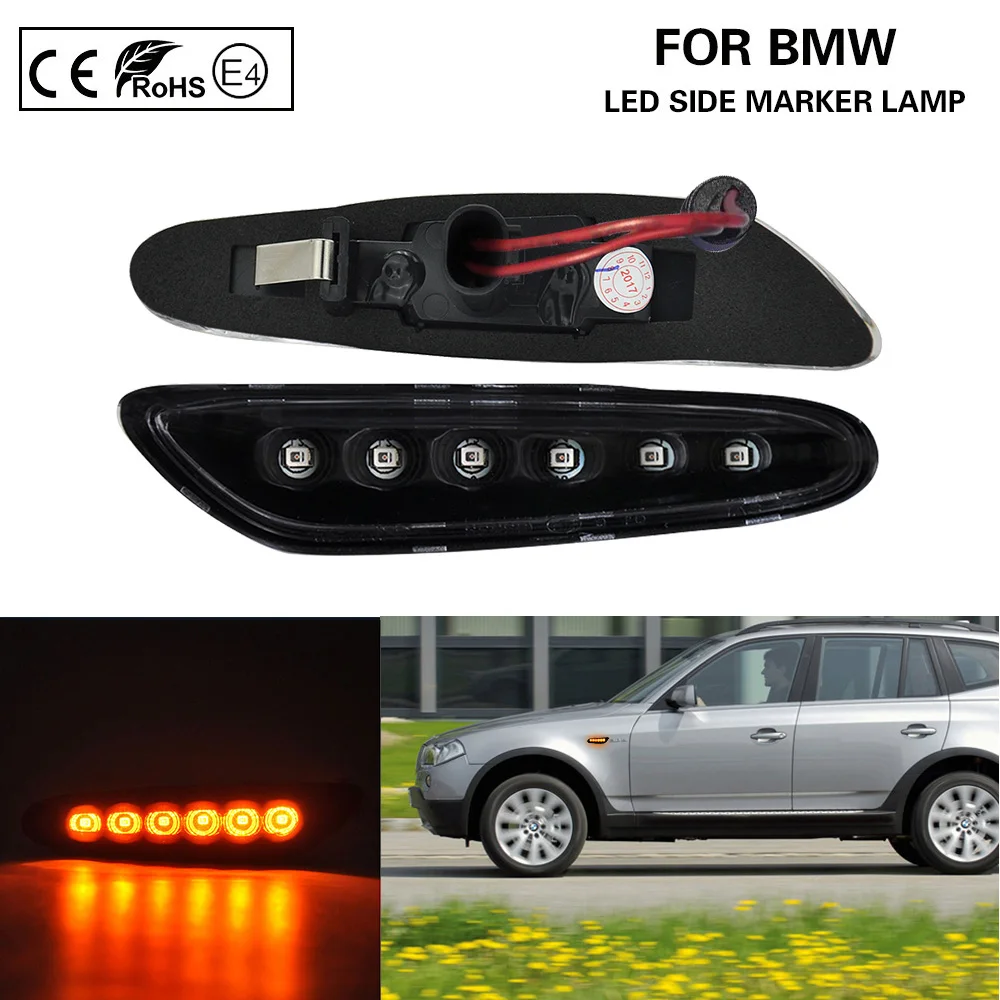 

Clear lens+black reflector Amber LED Side Marker Light Lamp T10 plug for BMW E46 E60 E61 E81 E82 E83 E87 E88 E90 E91 E92 E93
