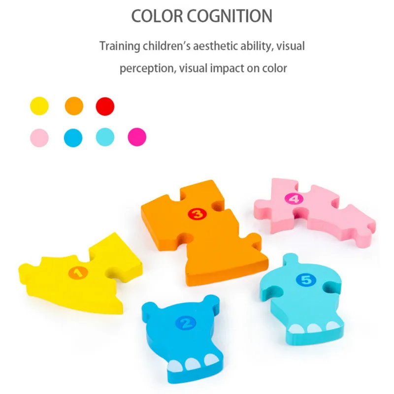 Montessori Wooden Educational Toys Children's 3D Animal Matching Puzzle Building Block Busy Board Preschool Kids Toy | Игрушки и