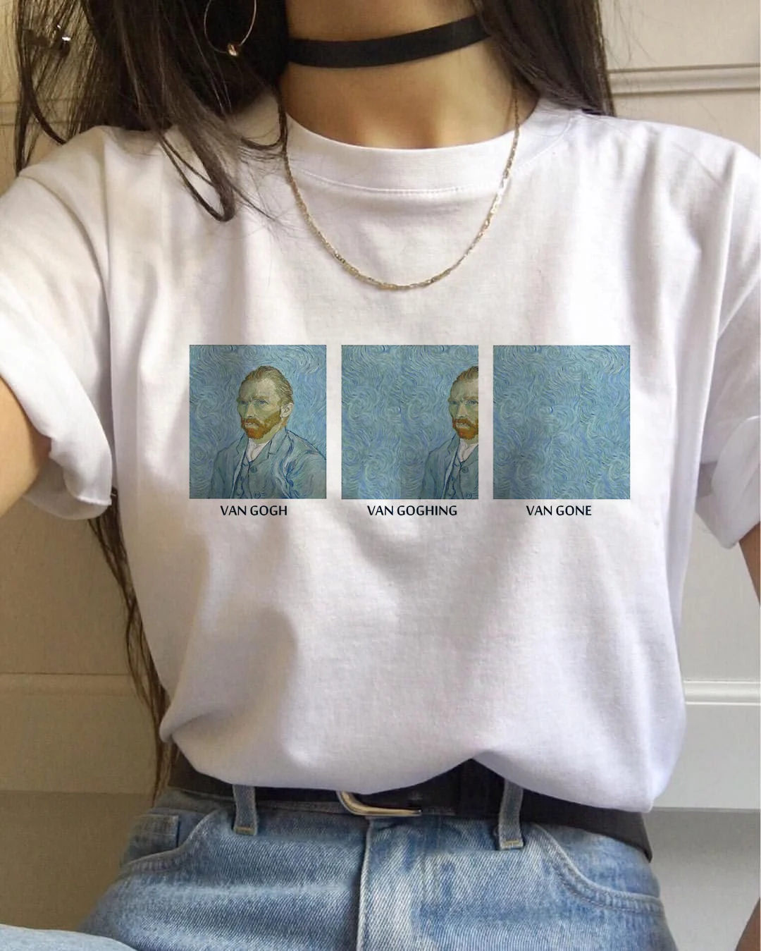 Mona Lisa Футболка женская Ван Гог Забавный Топ Футболка vogue harajuku 90s Уличная Сейлор Мун Повседневная футболка с принтом женская