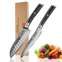 keemake damascus 5 santoku 5 utility knives japanese vg10 steel blade g10 handle kitchen knives sharp meat fruit cutter knife