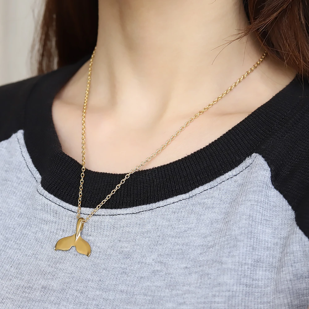 Новый дизайн животное модное женское длинное ожерелье с подвеской Кит хвост рыба