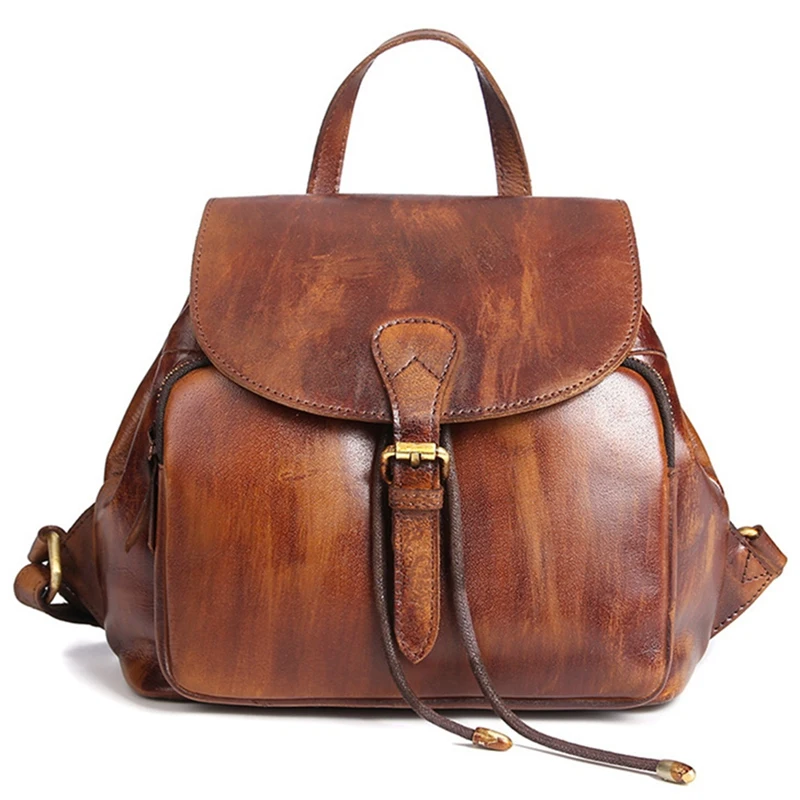 

Женский рюкзак из воловьей кожи в стиле ретро, повседневный школьный ранец для девочек, Женская дорожная сумка