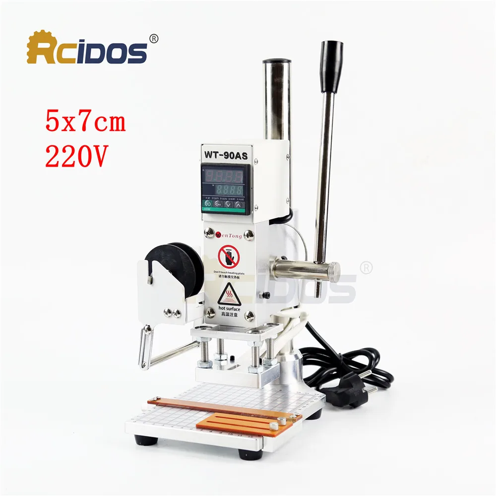 5x7cm 220V Holder Однотонное Алюминий стол WT-90AS RCIDOS кожа бронзового цвета, машина для горячего тиснения фольгой, 110 V/220 V, с фольговым покрытием, держатель для туалетной бумаги - Цвет: 5x7cm 220V Holder