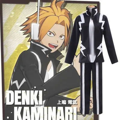 

Anime My Hero Academia Kaminari Denki Cosplay Costume Full Set Halloween Unisex Auult Outfit