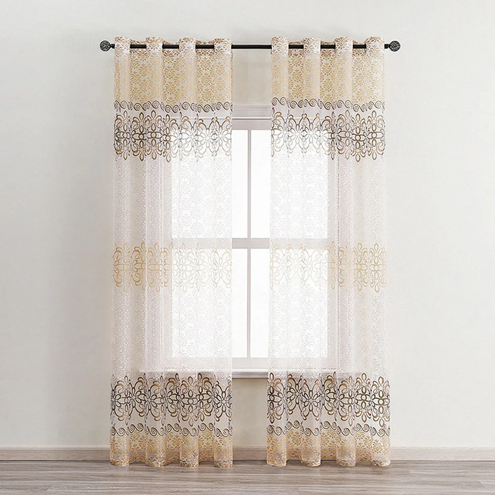 

Легкие 1 панельные тюлевые шторы для окон с цветочным рисунком 2 цвета изысканные оконные занавески из вуали для обработки дверей