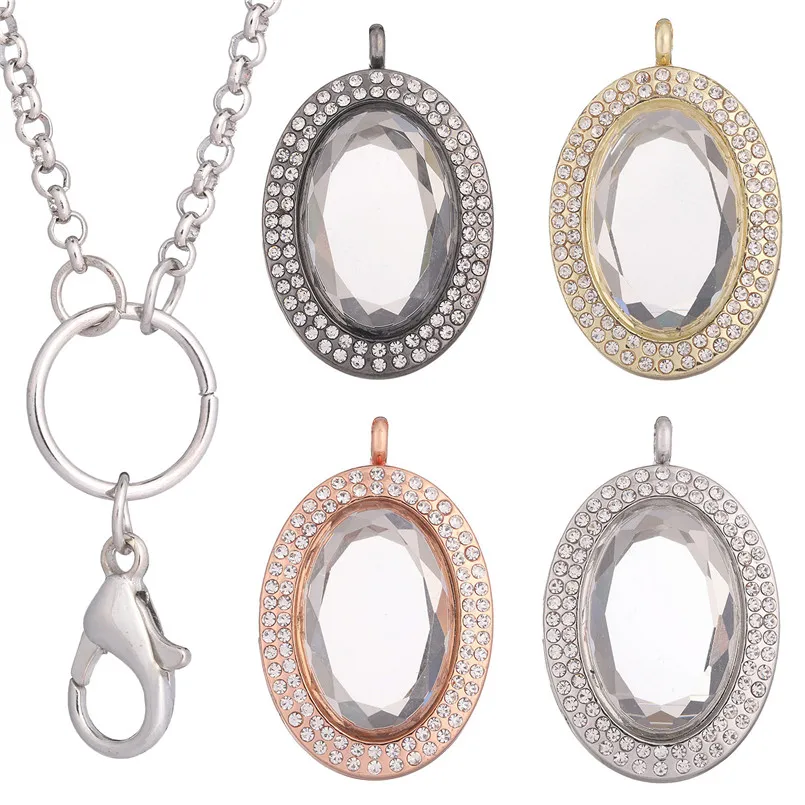 

10pcs/lot Alloy Convex Oval Glass Memory Living Floating Medaillon Locket Women Necklaces Jewelry Accessories Wholesale Bulk