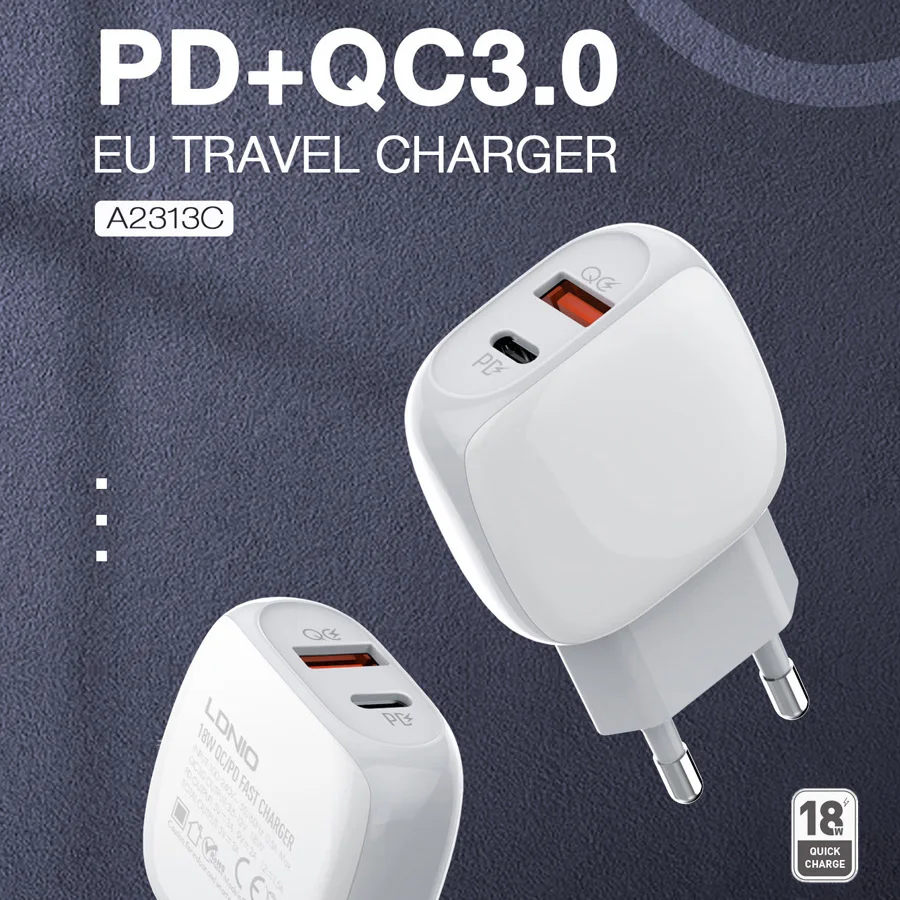 

USB-A Quick Charge 18W PD QC3.0 Fast Chargers Wide Appliance 100-240V for iPhone Xiaomi HuaWei Phone Tablet Computer Charger