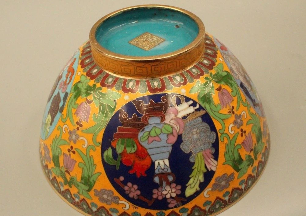 4 &quotмаркированный китайский из перегородчатой эмали бронзы 24 К золото