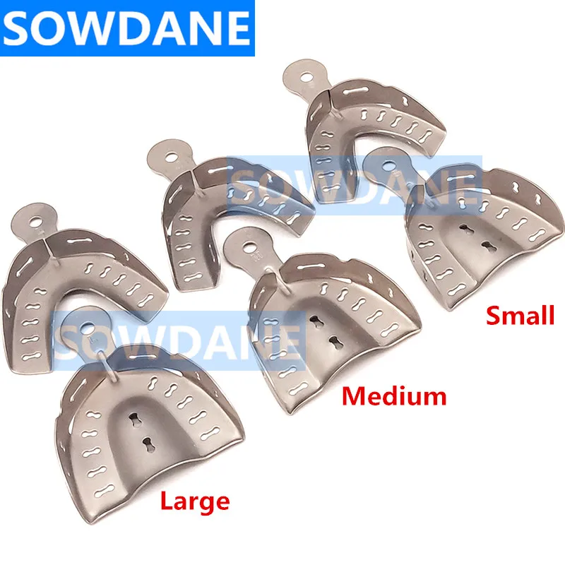 

6 pcs High Quality Dental Impression Tray Stainless Steel Tooth Trays Autoclavable Denture Instrument Teeth Tray