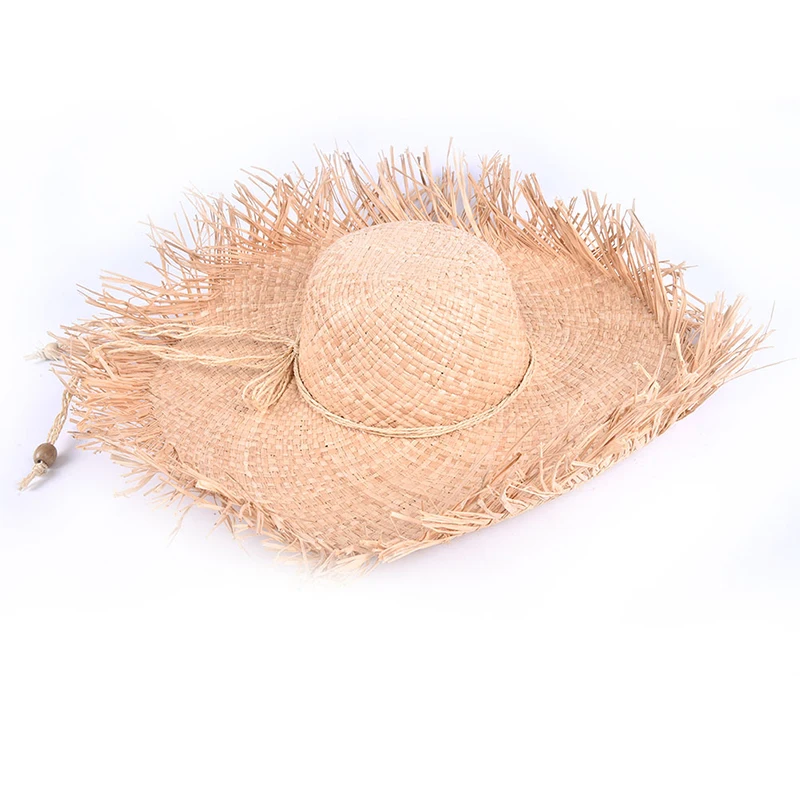 

High Quality 1PC NEW Women Straw Sun Hats Large Wide Brim Gilrs Natural Raffia Panama Beach Straw Sun Caps For Holiday