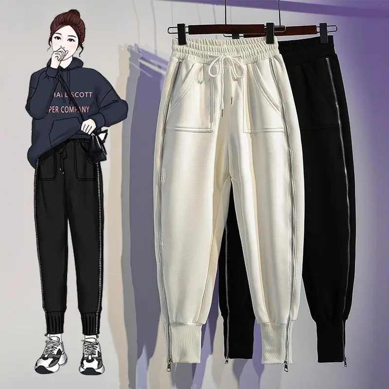 

Winter Women Pants Autumn Winter Fleece Trousers Female Trousers Knitted High Elastic Waist Pant Women Sport Trousers