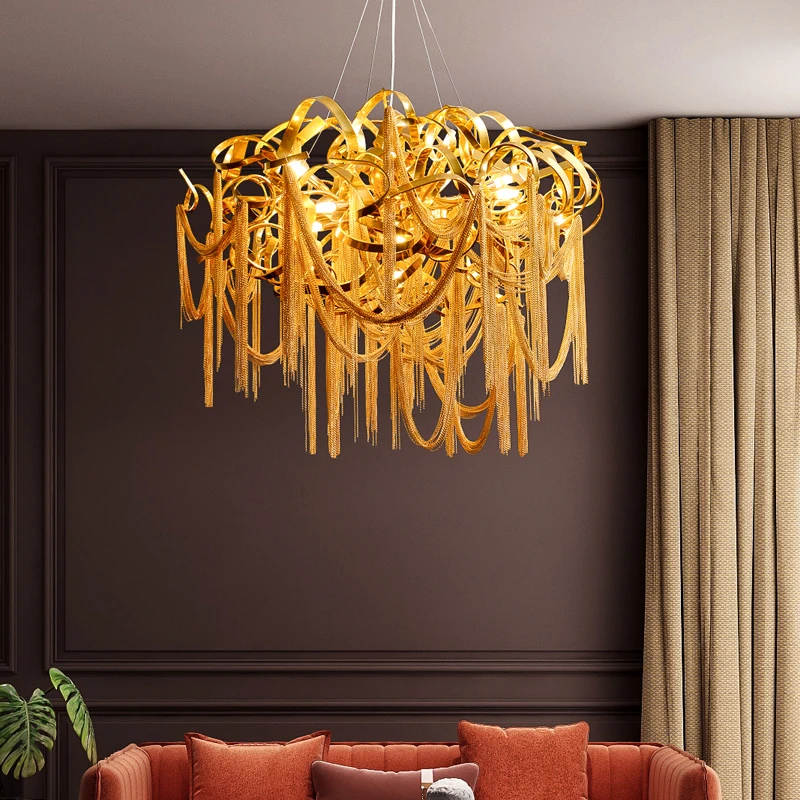 

Nordic Luxury Gold Chandelier Lighting Dining Room Decor Living Room LED Chandeliers Kitchen Hotel Hanging Lamp Lighting Fixture