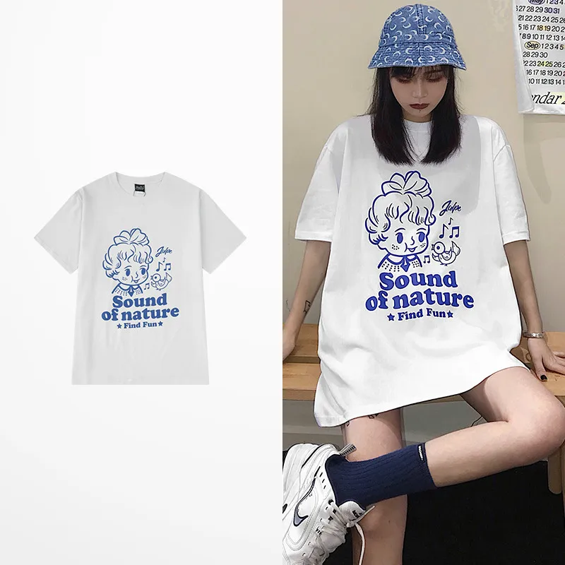 

Футболка мужская, белая, из 100% хлопка, с принтом "звук природы", с коротким рукавом