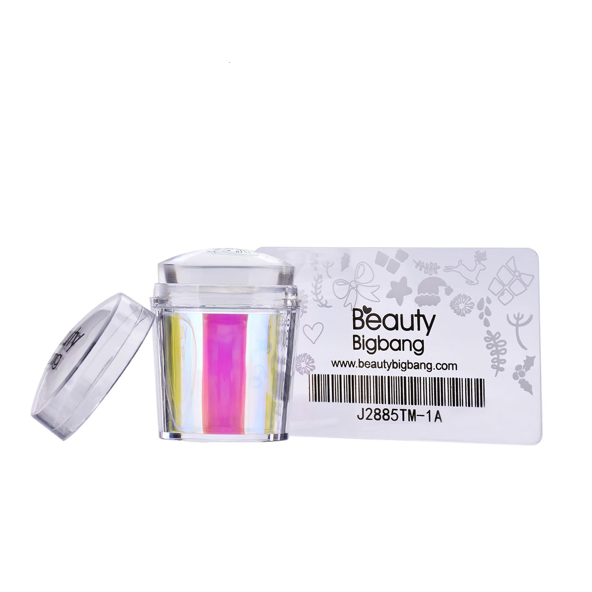 Многоцветный BEAUTYBIGBANG 1 Набор голографический штамп для ногтей желе силиконовый дизайн ногтей штамп скребок с крышкой прозрачные инструменты для штамповки ногтей - Цвет: Многоцветный