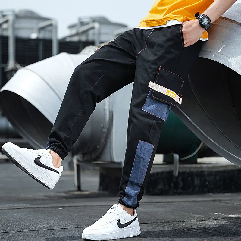 

Hip Hop Cargo Pants Men Fashion Harajuku Harem Pant Streetwear Casual Joggers Sweatpant Multi-Pocket Tie feet Men Pant