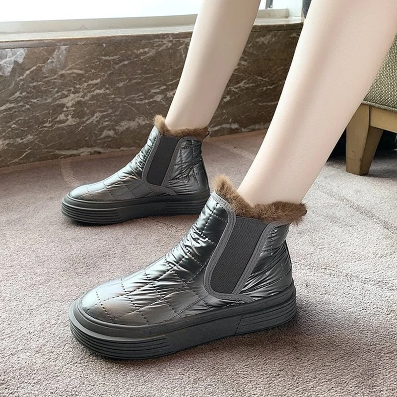 Short Tube Snow Boots Women's Winter Leisure Korean Version Plus Velvet Thick Martin Boots Warm Trend Cotton Shoes Women