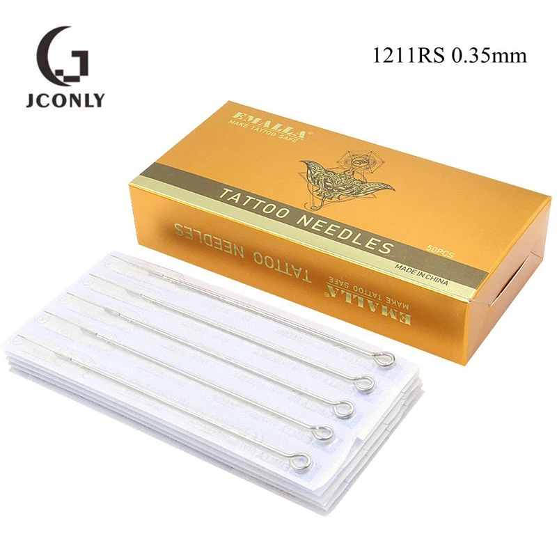 

EMALLA 1211RS 50PCS Premium Tattoo Needles Round microblading Sterilized Stainless Steel For Tattoo NeedleSupplies Free Shipping