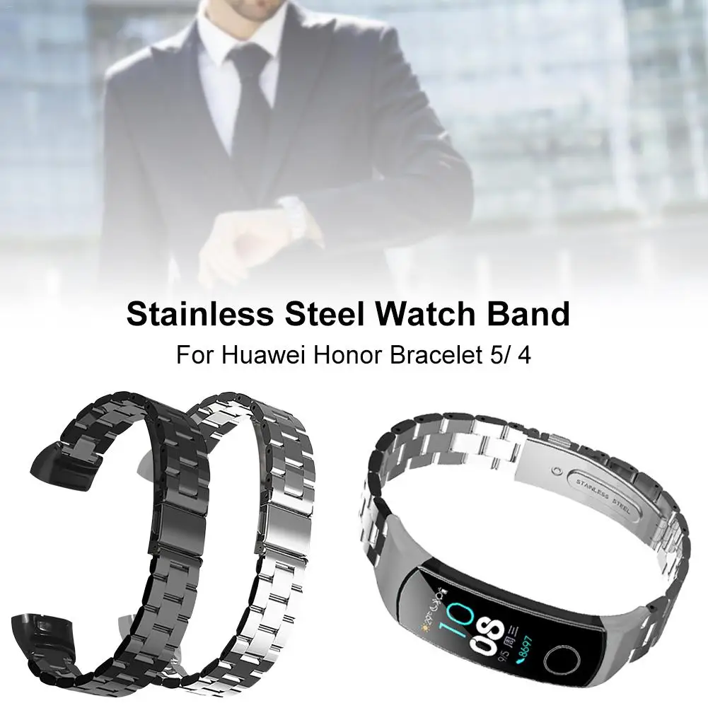 Металлический ремешок из нержавеющей стали для huawei Honor Band 5 4, умный спортивный браслет, ремешок для huawei Honor Band 5 Band 4 standard
