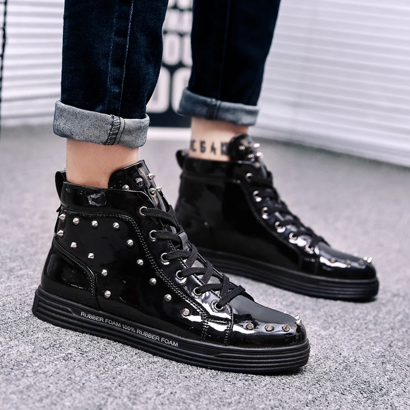 Мужские туфли из ПУ кожи дышащая удобная повседневная обувь с заклепками