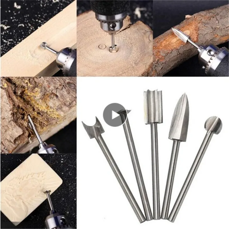 

5pcs Woodworking Carving High-Speed Steel Drill Bits Wood Grinding Engraving Milling Cutter Tools Professional Hand Tool Set