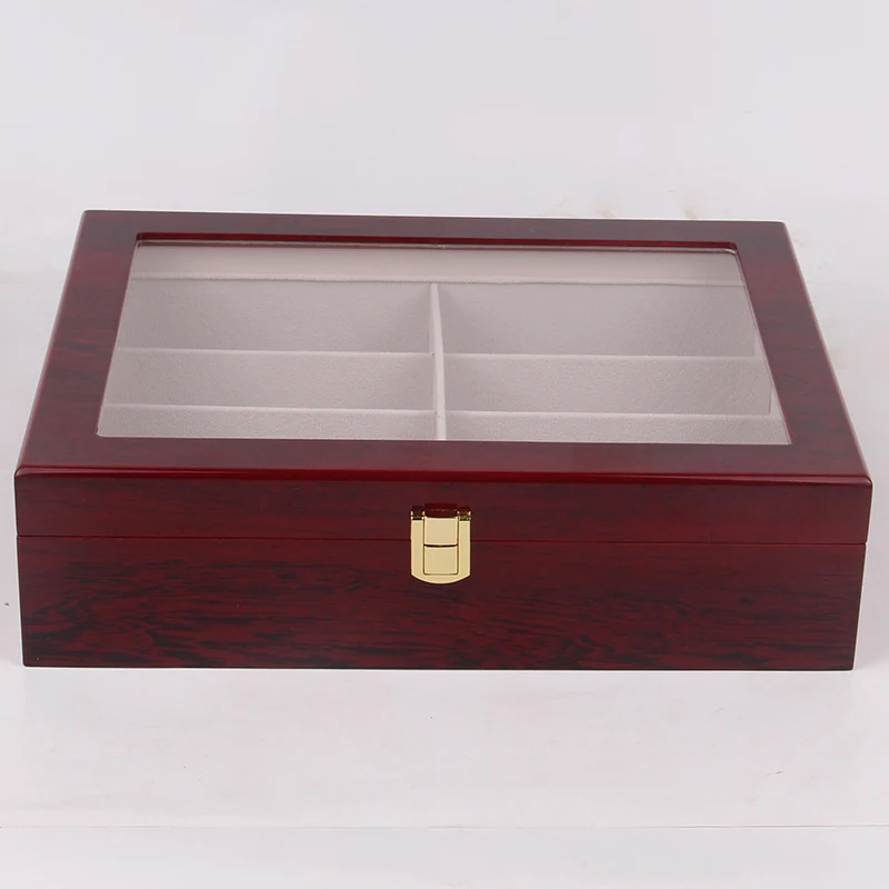 Goedkoop Houten 8 Compartimenten Lenzenvloeistof Display Organizer Brillen Sunglass Storage Case Box, Transparant Acryl Cover