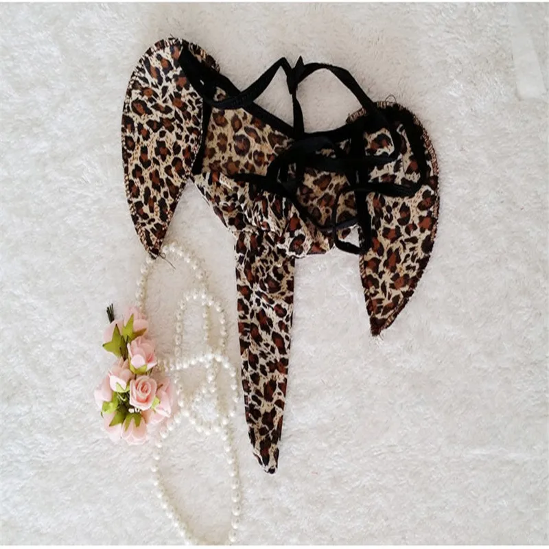 Мужские трусы стринги со слоном черные/красные/леопардовые |