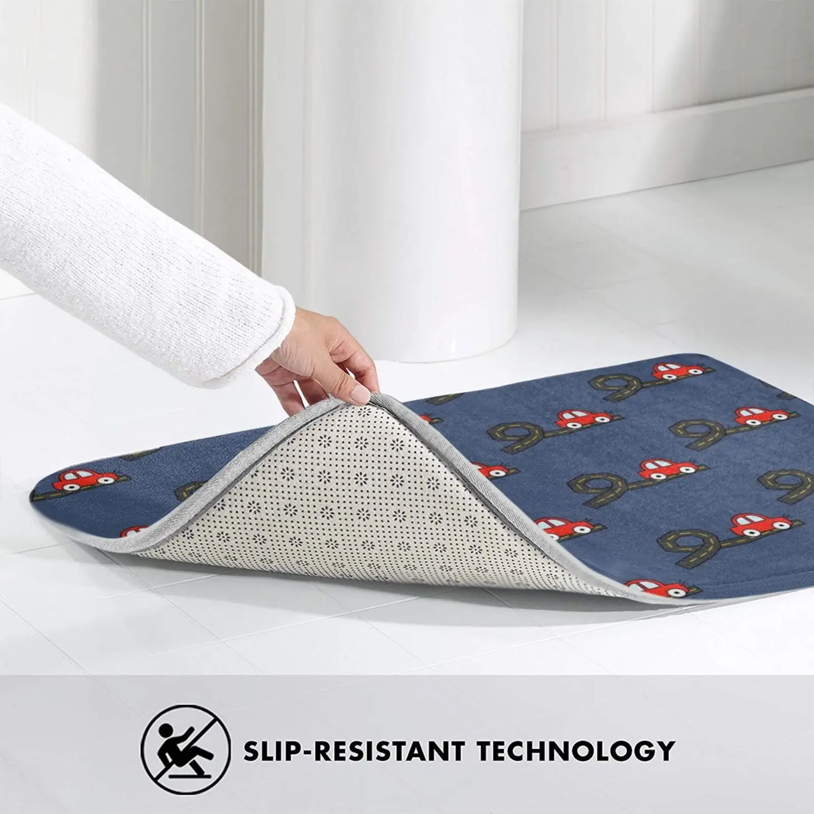 Маленький красный автомобиль мягкий нескользящий коврик для ванной комнаты 2541