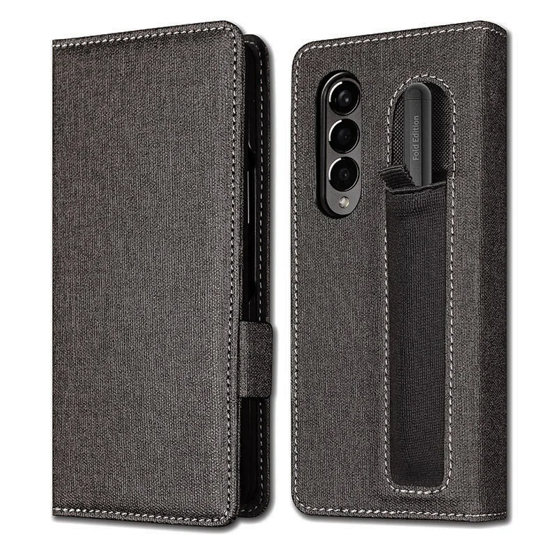 

Cloth Material With S Pen Slot Card Slot Case For Samsung Galaxy Z Fold 3 Case for F9260 Case Multi-Functional Phone Case