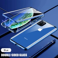 transparent hd glass screen metal magnetic double phone case for xiaomi poco x3 pro pocophone x3 nfc shockproof protective cover