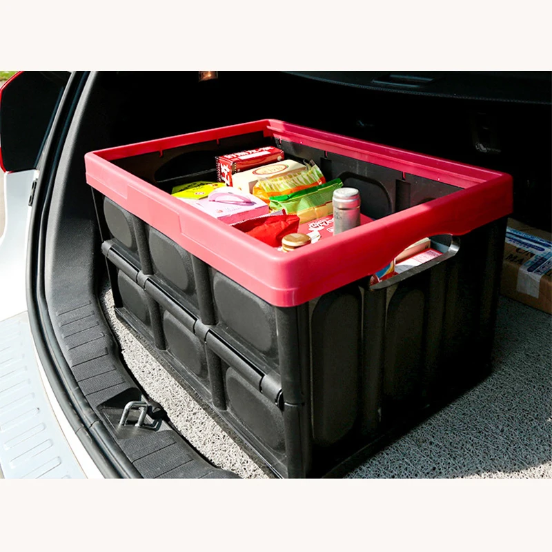 

Collapsible Plastic Storage Box Stackable Folding with Lid for Car Garage Home Office LXY9