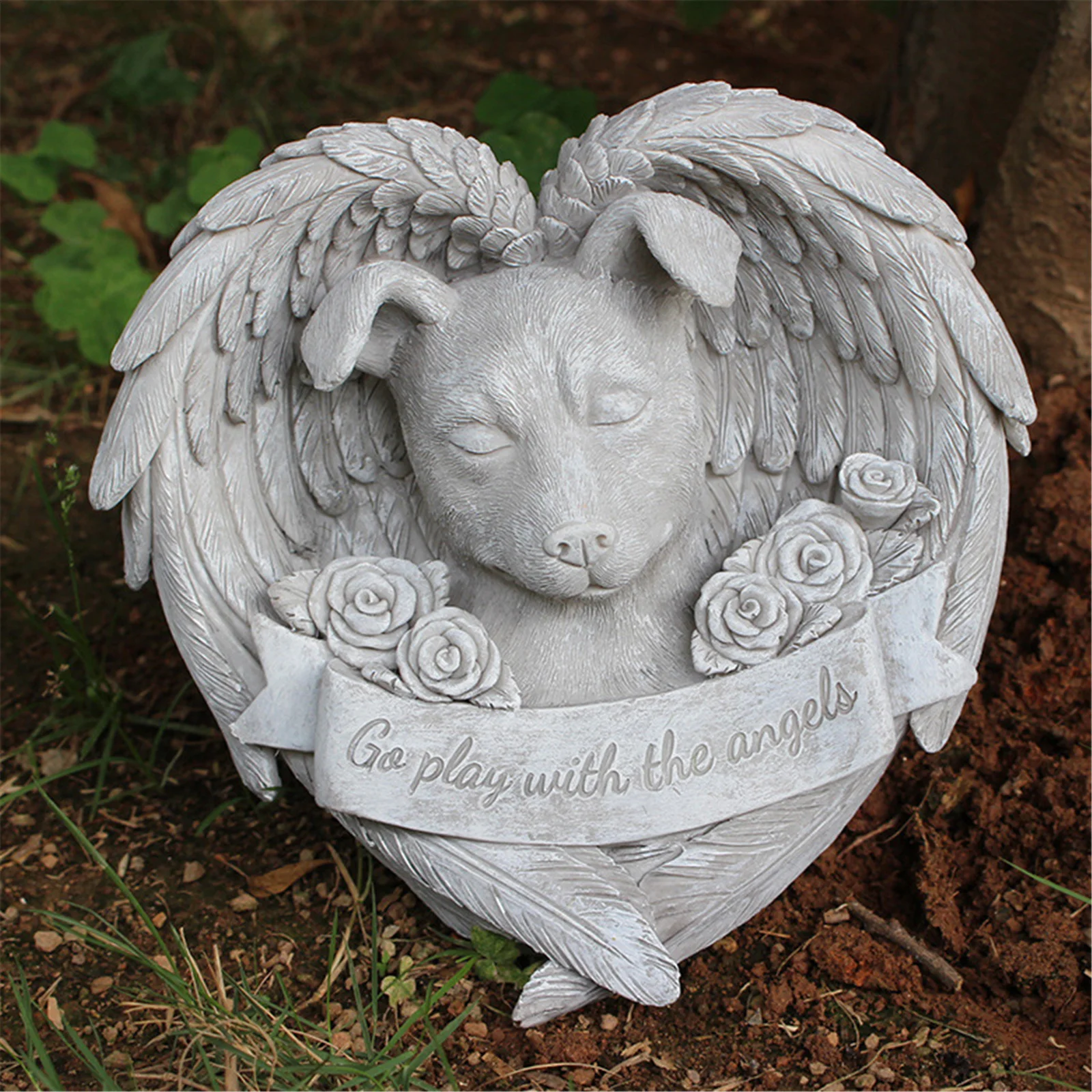 

Puppy Dog Cat Monument Pet Angel Wing Tombstone Cat Dog Angel Decoration Resin Crafts Garden Decoration Home Garden Decor