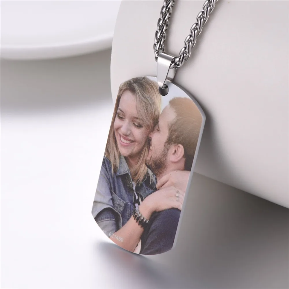 Ожерелье U7 с именем фото на заказ Бесплатная гравировка армейские Жетоны