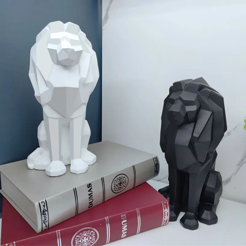 

Nordic Creative Lion Sculpture Decoration Artware Home Decor Resin Geometric Animal Statue Living Room Display Furnishings Gifts
