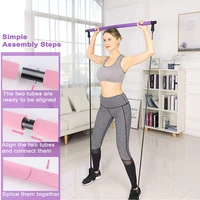 home gym total body workout yoga exercise stick pilates bar kit rope with resistance bands